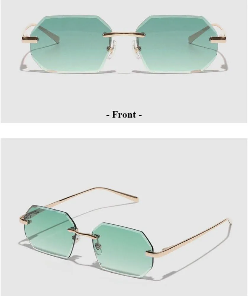 

Мужские солнцезащитные очки, модные без оправы, солнцезащитные очки с бриллиантовыми линзами, женские без оправы, металлические очки GHVWYX, Style 2 Gold Brown