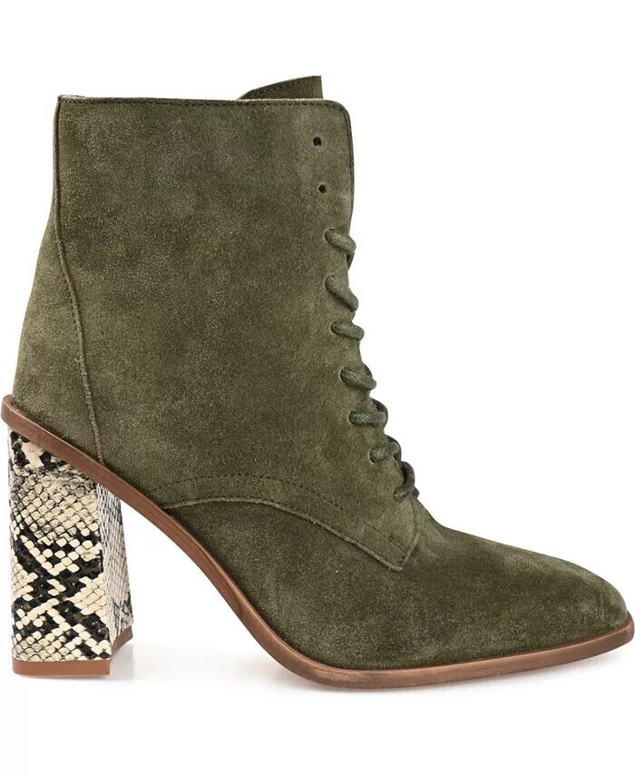 Женские ботильоны Edda Snake Print Block Heel со шнуровкой Journee Signature, зеленый — фото 2