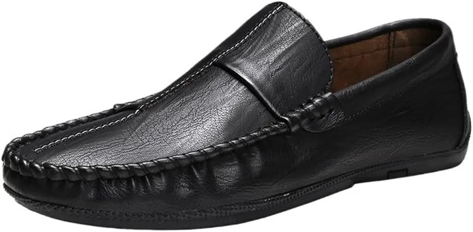 Мокасины кожаные Mens Vegan Leather Loafers Moccasins, Black DHFIRUFSHLO