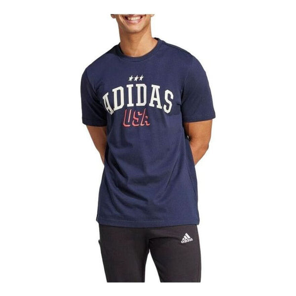 Футболка с рисунком американа размер азия Adidas, синий — фото 3