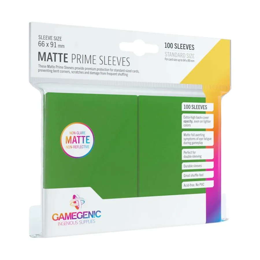 

Матовые рукава — зеленые (10 упаковок по 100 шт.), Prime Sleeves (GameGenic)