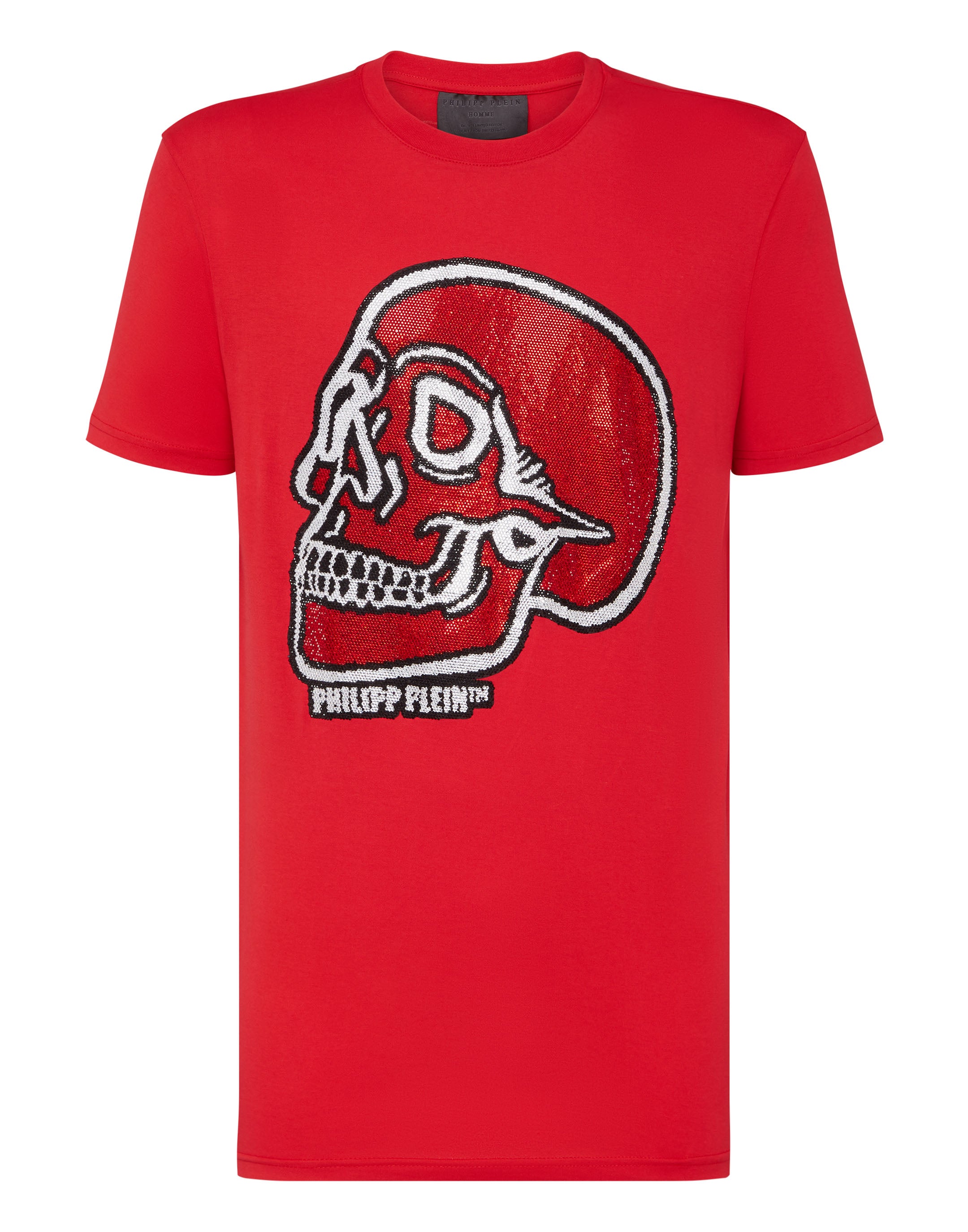 

Футболка с круглым вырезом SS Crystal outline Skull PHILIPP PLEIN, красный
