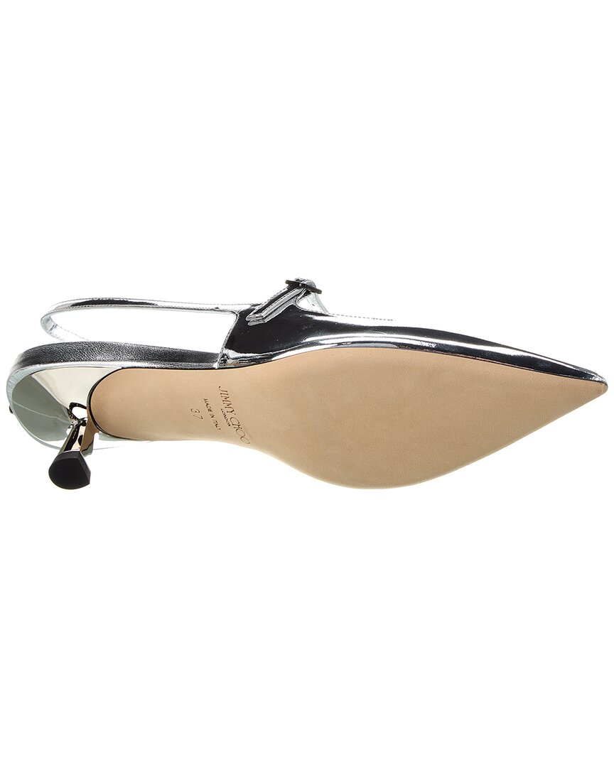 Туфли-лодочки Jimmy Choo Didi 45 из кожи с открытой пяткой, серебряный — фото 4