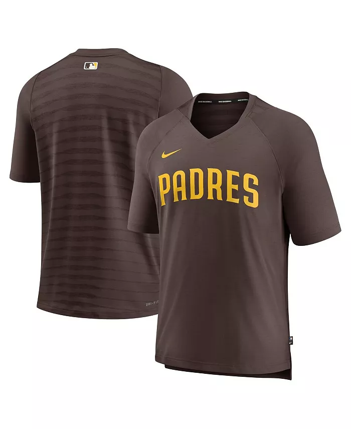 

Мужская коричневая футболка San Diego Padres Authentic Collection Pregame Raglan Performance с V-образным вырезом Nike