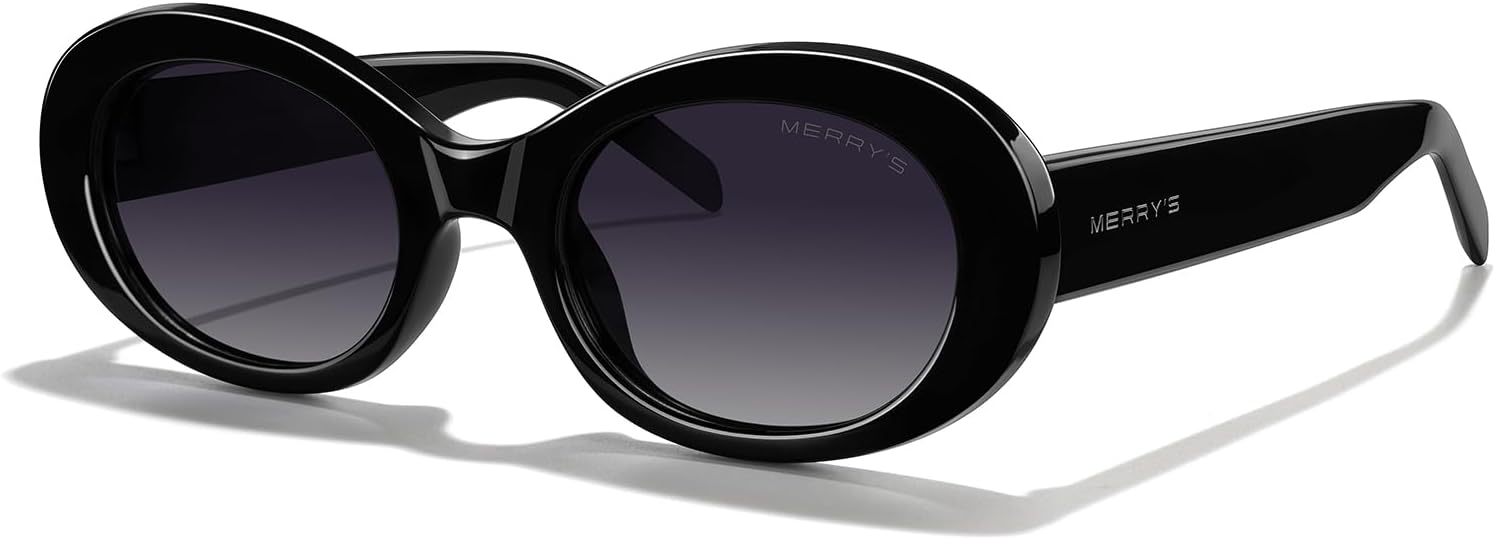 

Современные овальные круглые солнцезащитные очки MERRY'S из ацетата для женщин, поляризованные, с защитой от УФ-излучения UV400, модель S6191, Black Frame/Black Gradient Lens