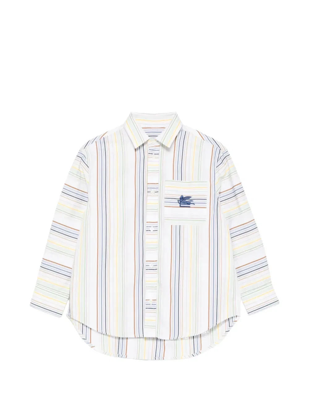 Рубашка в полоску с вышивкой Etro Kids, белый