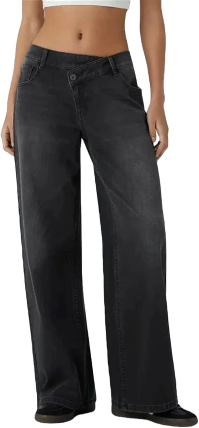 

Женские джинсы Stretch Straight Leg, асимметричные низкие свободные