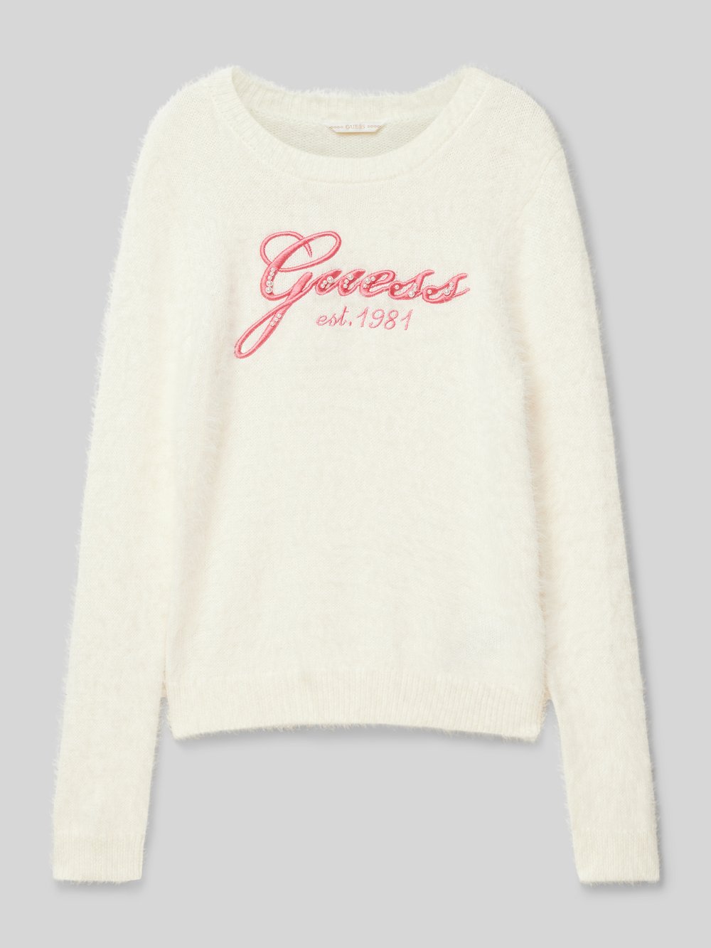 

Вязаный свитер с пришитыми этикетками Guess, экрю