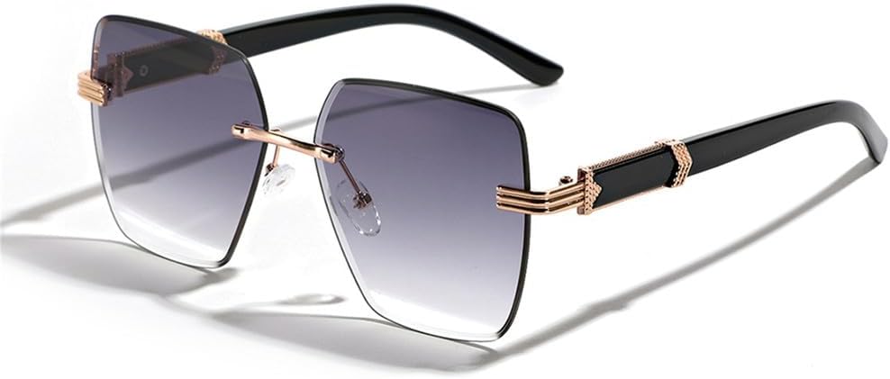 

Ретро-солнцезащитные очки большого размера без оправы для женщин и мужчин, винтажные солнцезащитные очки с защитой от УФ-излучения UV400 для использования на открытом воздухе HCPIHF, 3