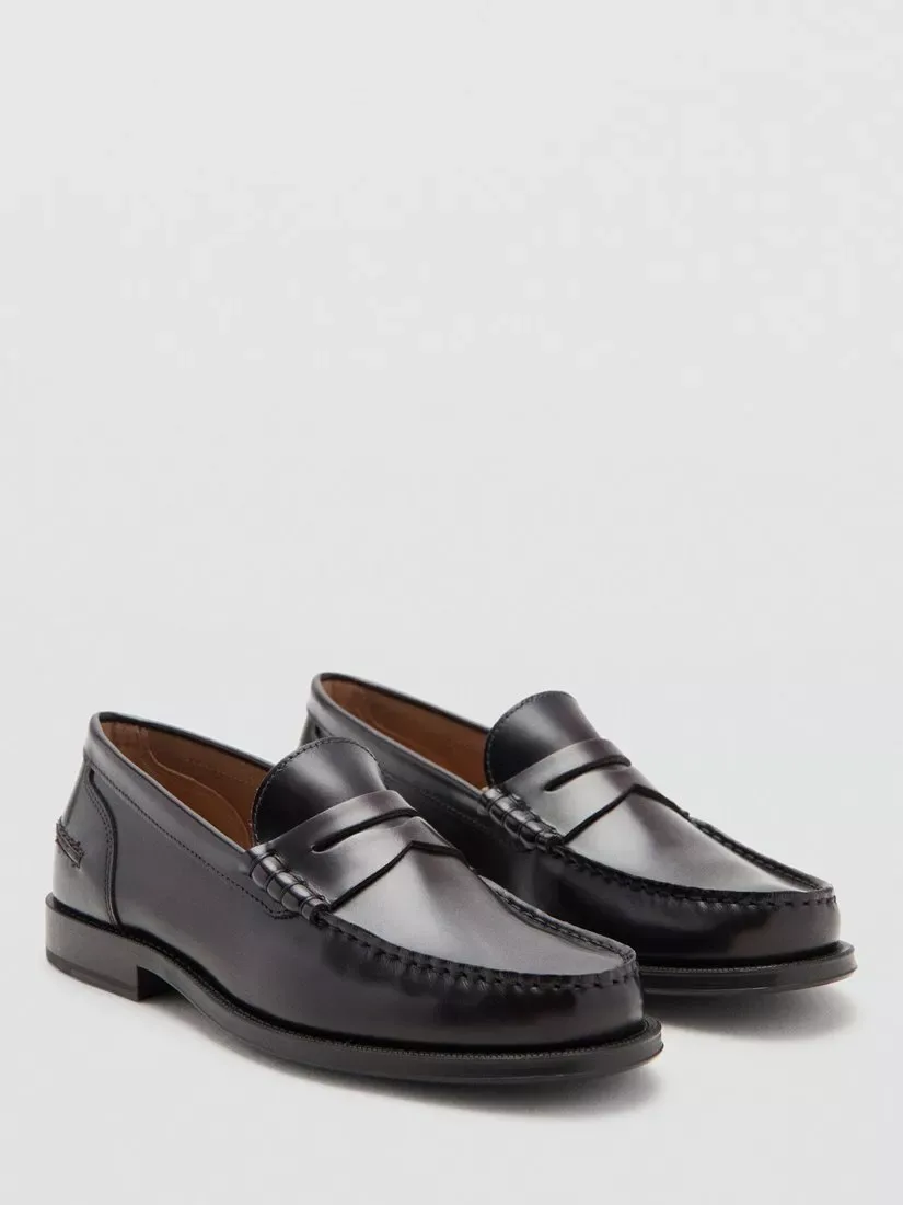 Классические кожаные лоферы Zapato, темно-красные Mango — фото 2