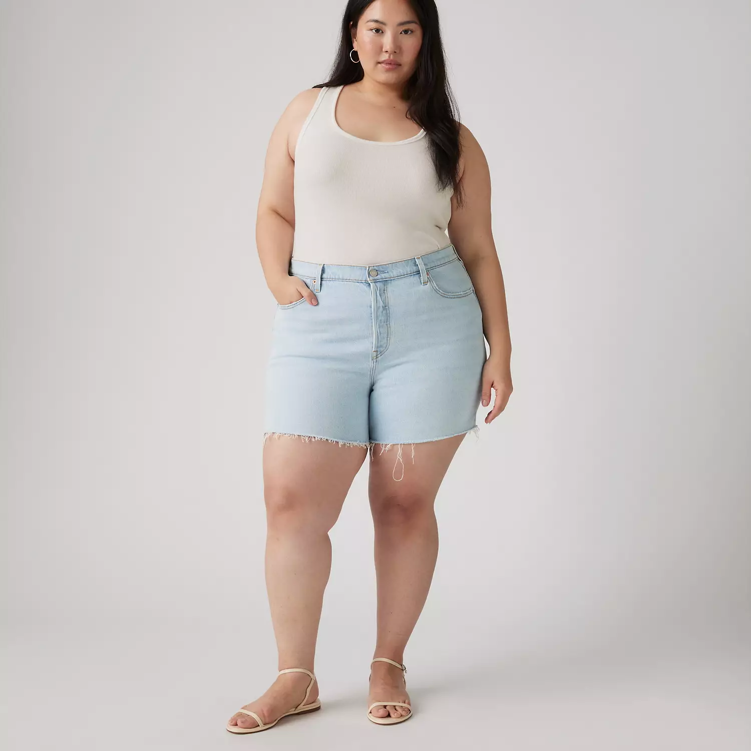 

Женские шорты 501 Original Fit с высокой талией (большие размеры) Levi's, цвет Blank Spot - Light Wash