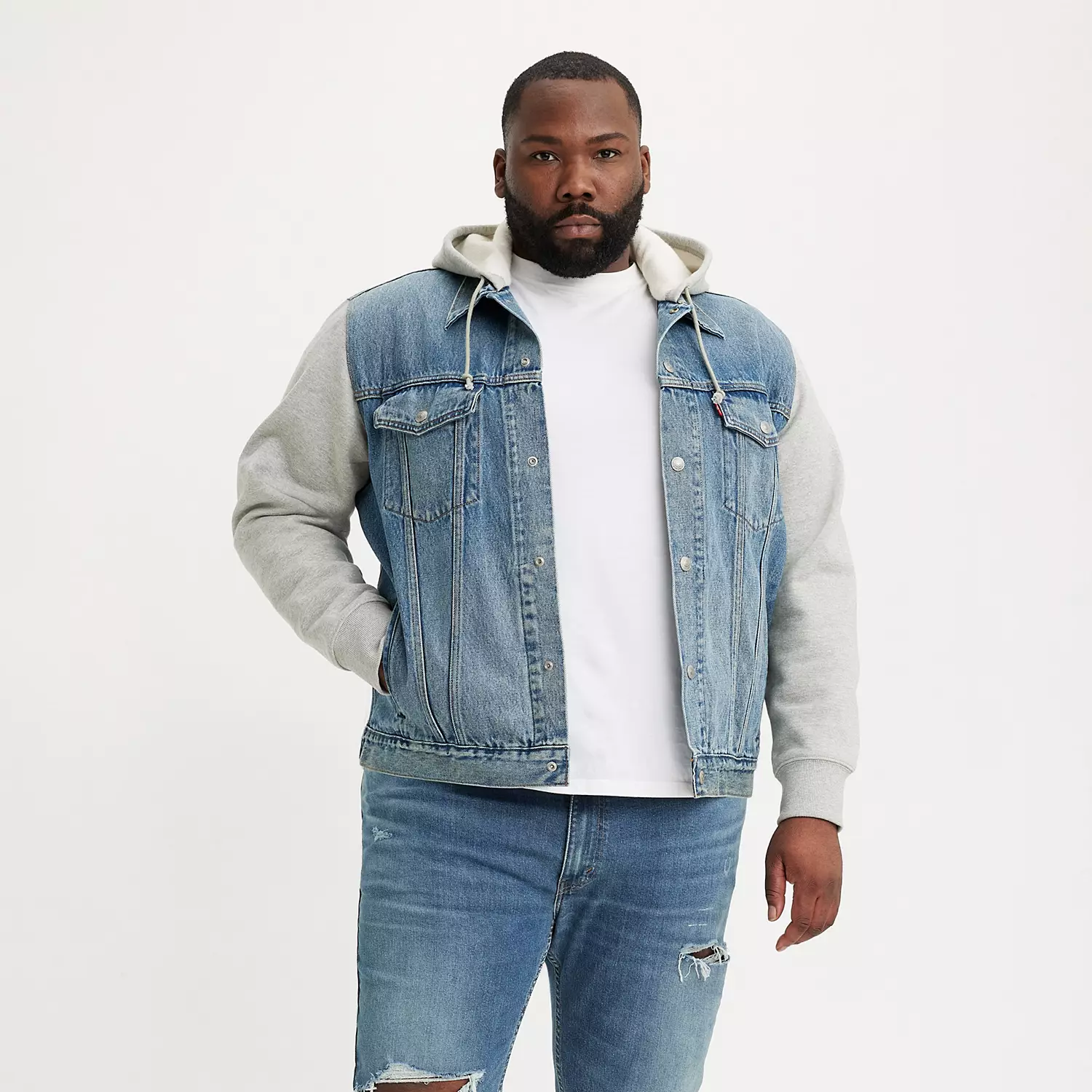 

Гибридная куртка дальнобойщика с капюшоном (большая) Levi's, цвет Candy Man - Medium Wash
