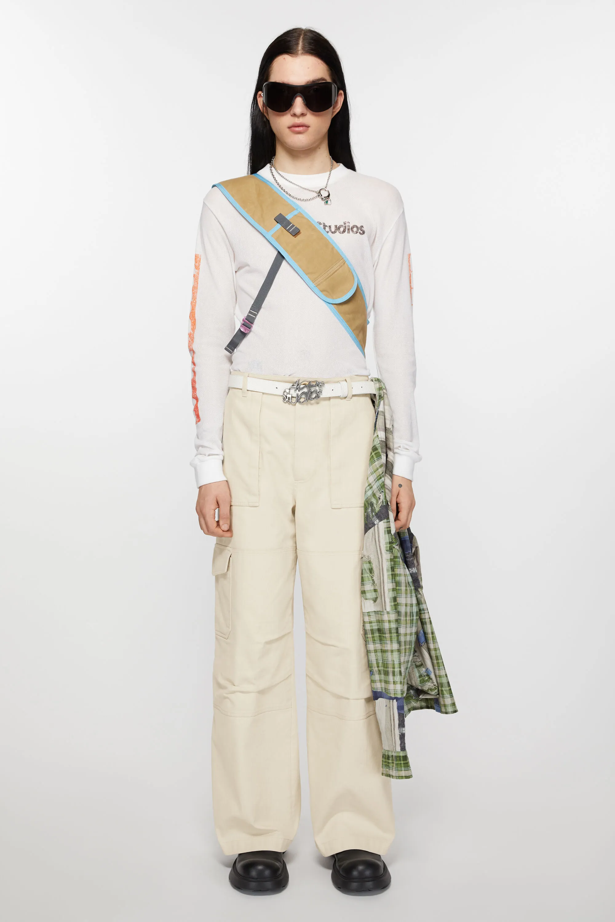 

Саржевые брюки Acne Studios, Ivory white