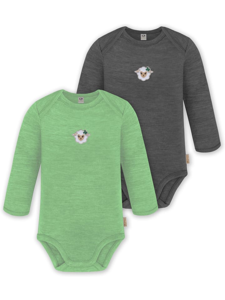 

Normani Outdoor Sports Комплект из 2 детских боди с длинными рукавами из мериносовой шерсти, цвет Окленд, зеленый/антрацитовый