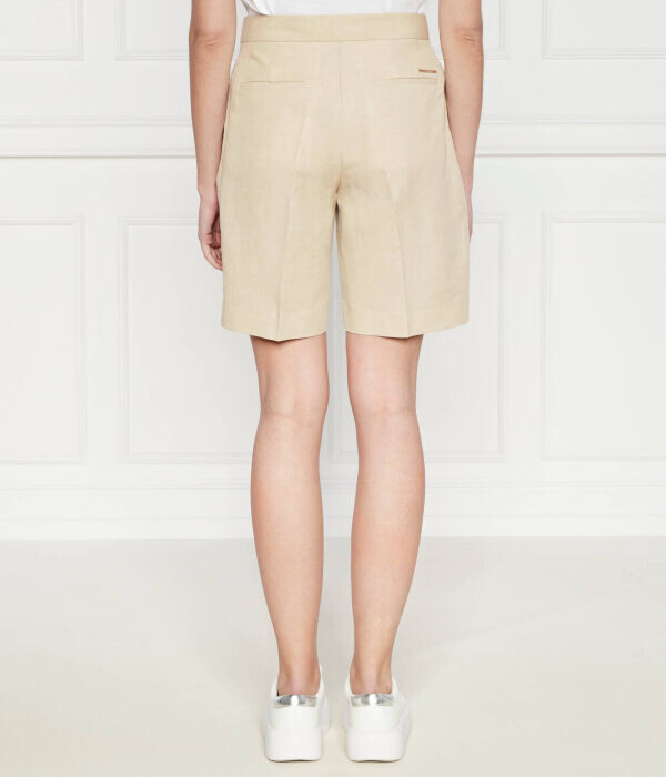 Шорты льняные Calvin Klein Regular Fit, бежевый — фото 4