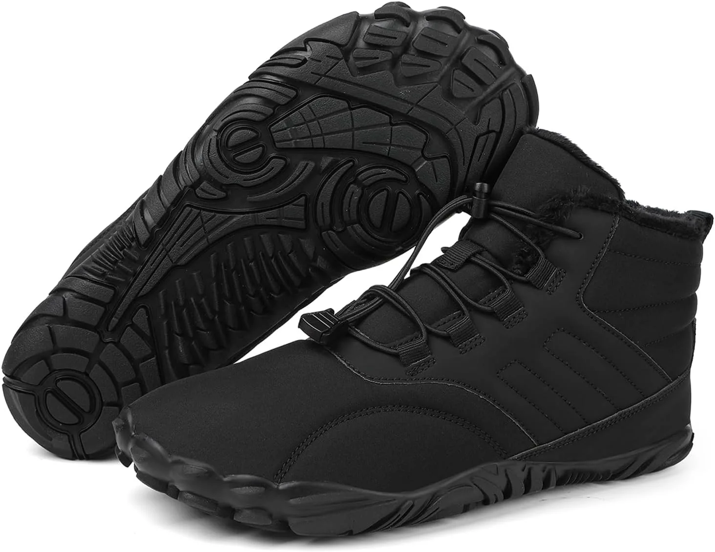 

Мужские ботинки Tongzone с широкой передней частью, босоногие, с меховой подкладкой, минималистичные, с нулевым перепадом подошвы, зимние прогулочные ботинки, черный