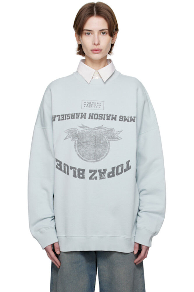 

Синяя принтованная толстовка MM6 Maison Margiela