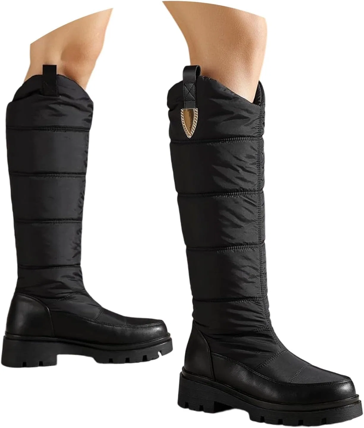 Ботинки Generisch 2026 Winterliche Plateaustiefel, kniehoch, isoliert, warm gefüttert, zum Hineinschlüpfen, Outdoor-Schuhwerk für kaltes Wetter, Schwarz