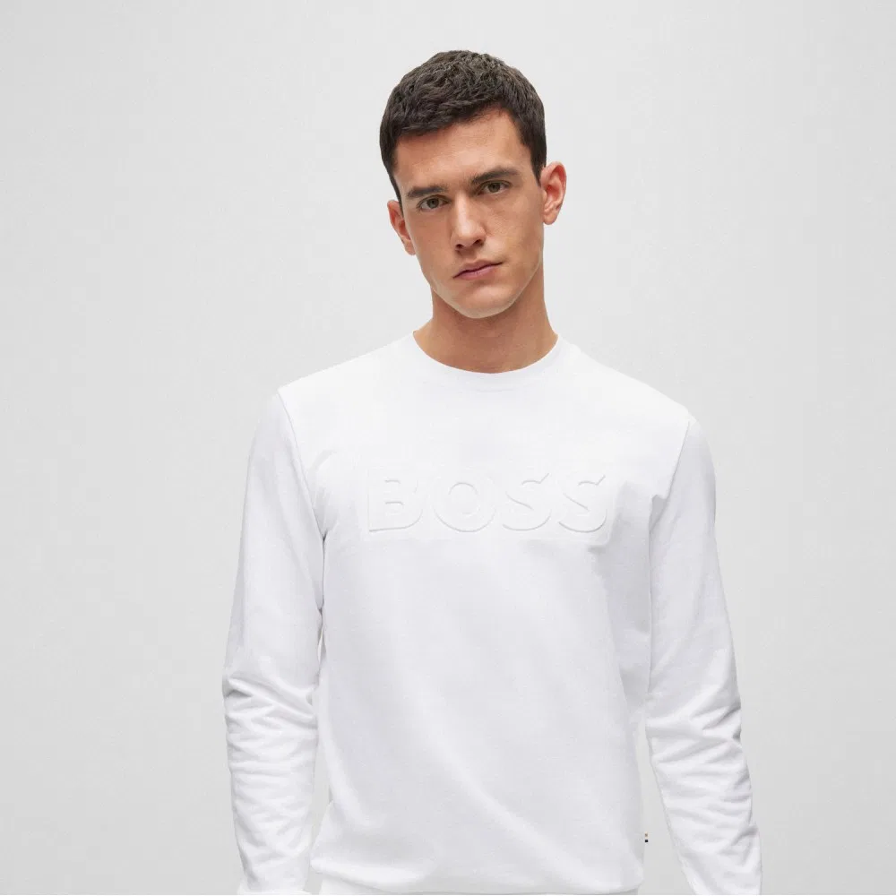 Мужской свитшот Embossed Logo белый от Boss