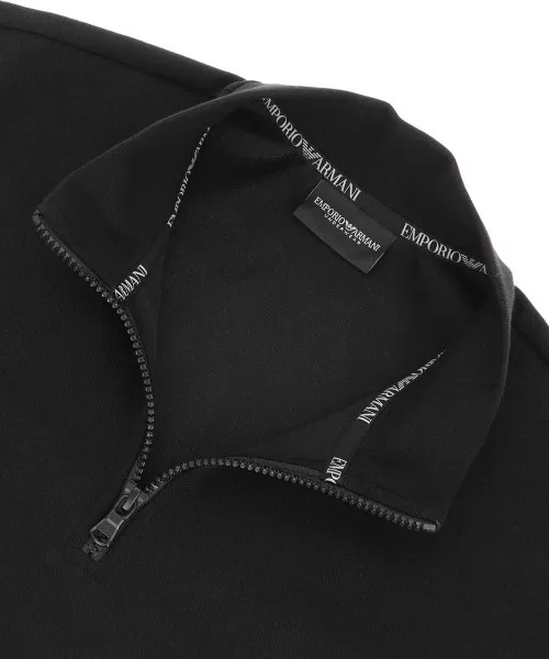 Свитшот с полузастежкой-молнией, Emporio Armani, из полиэстера и хлопка, темно-синий — фото 2