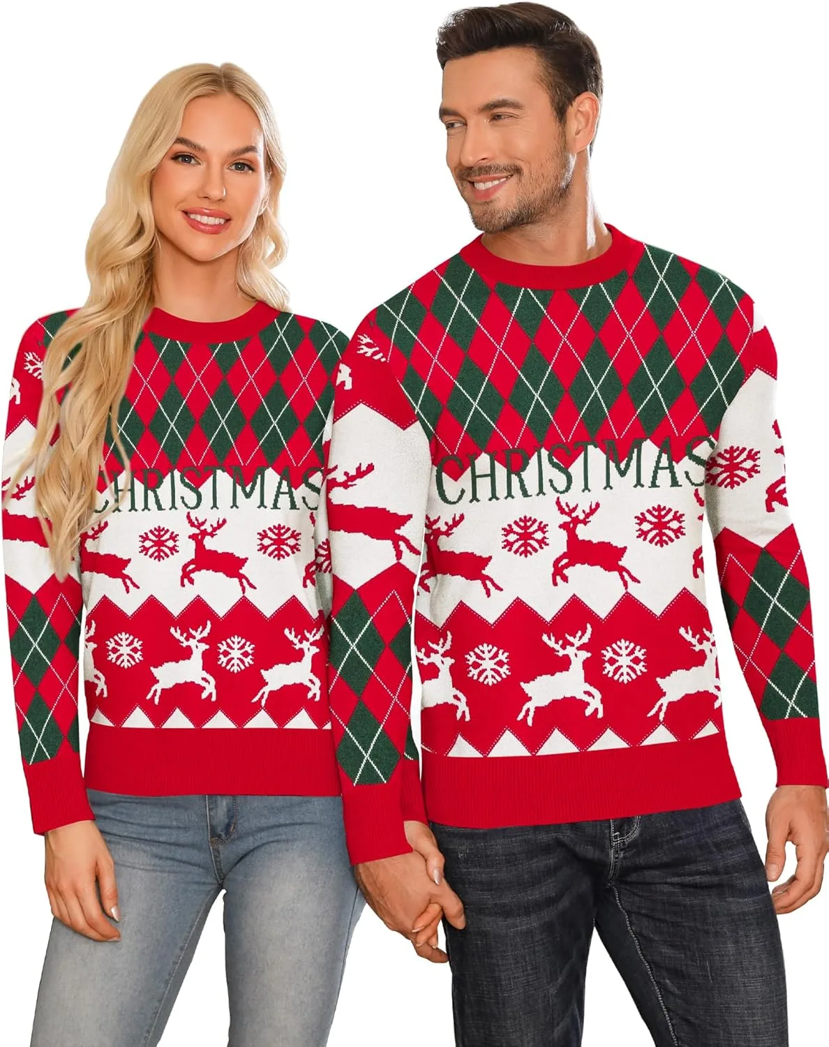 

LecGee парные рождественские свитера с оленями и снежинками