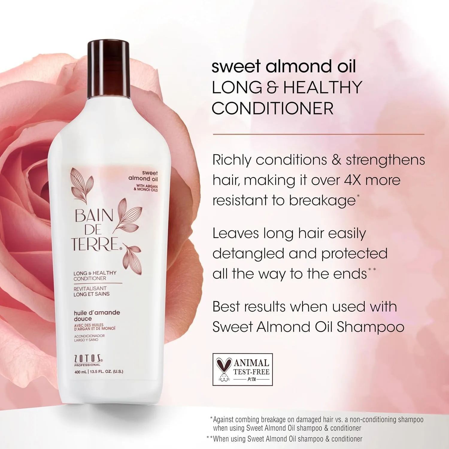 Набор шампуня и кондиционера Bain de Terre Long & Healthy | Масло сладкого миндаля | Укрепляет и питает длинные, растущие волосы | Без парабенов | Подходит для окрашенных волос | 383 мл, Green — фото 4