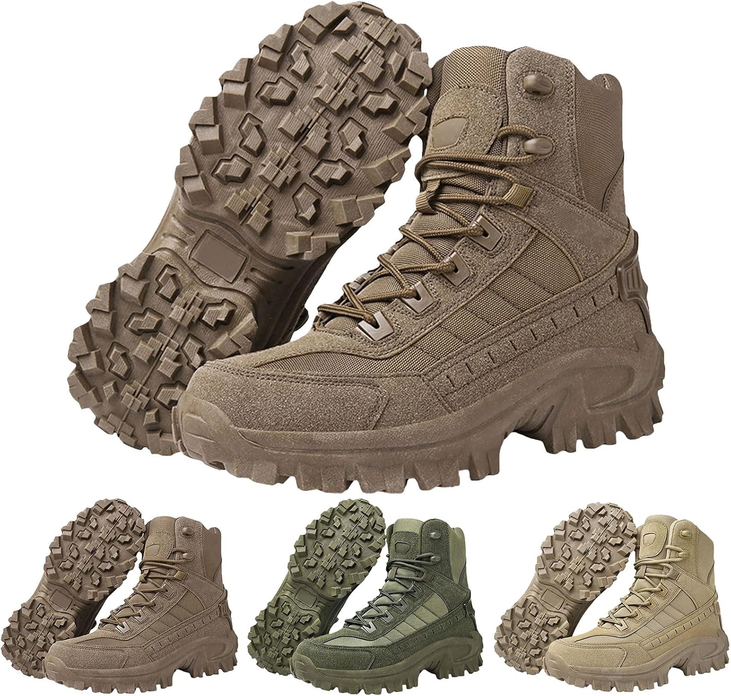 

Мужские водонепроницаемые ботинки с боковой молнией - противоскользящие ортопедические туристические туфли, легкие тактические боевые ботинки для активного отдыха, кемпинга, мотоциклетных поездок и работы Cltopsku, коричневый