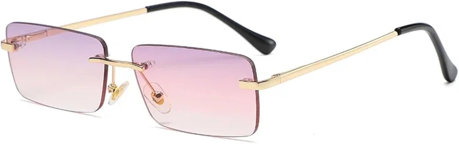 

Солнцезащитные очки с защитой от УФ-излучения UV400 | Компактные, без оправы, металлические | Для женщин и мужчин, для занятий спортом на открытом воздухе и вождения DSVIGF, Gold Purple Pink