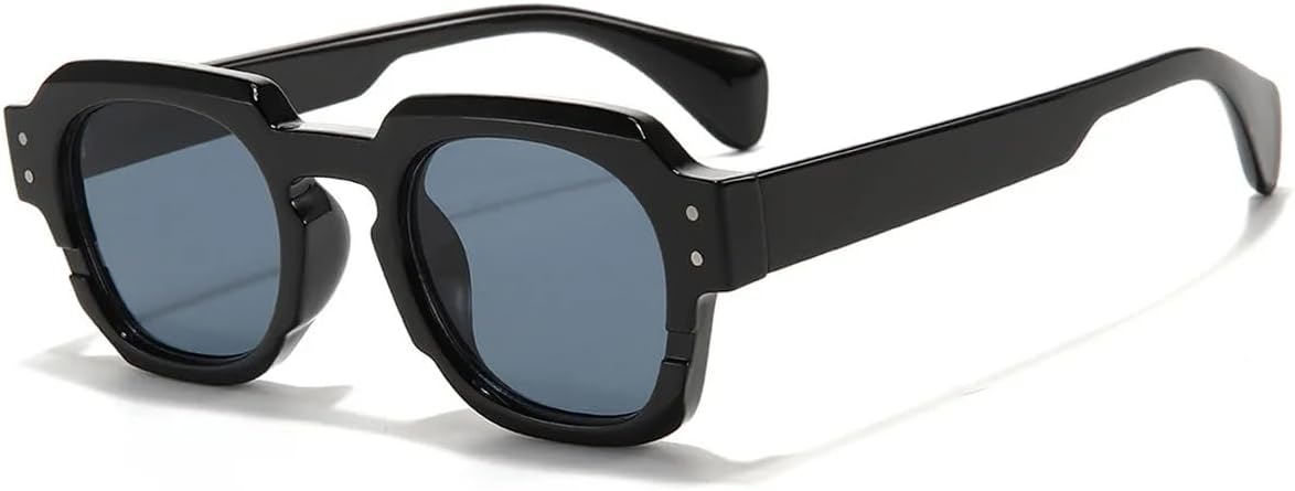 

Солнцезащитные очки для мужчин и женщин - защита UV400 - прозрачные линзы, оправа с заклепками в стиле панк, для занятий спортом на открытом воздухе и вождения DSVIGF, Black