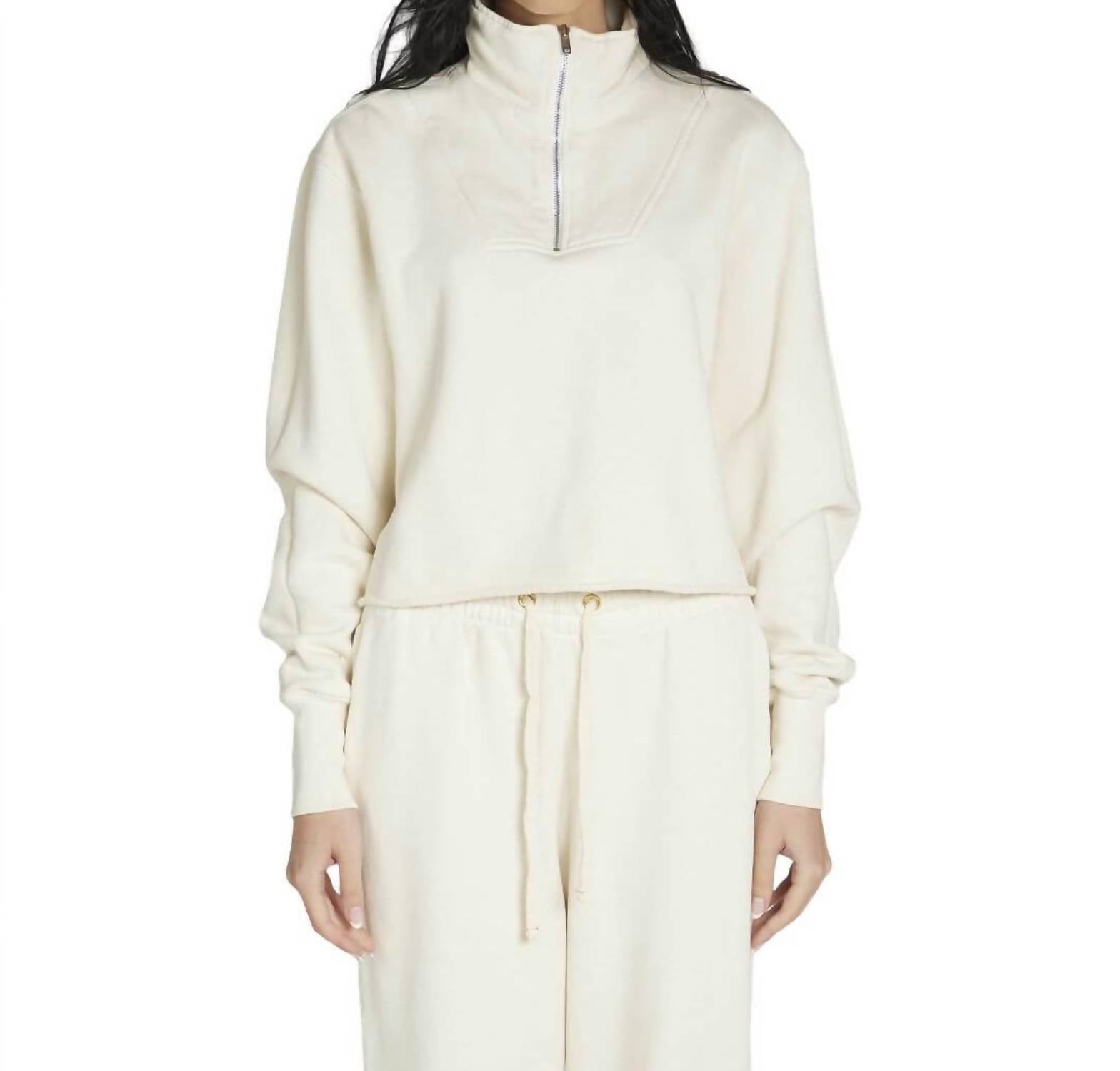 

Хейли укороченный полу-зип пуловер свитер в цвете айвори LES TIEN, слоновая кость