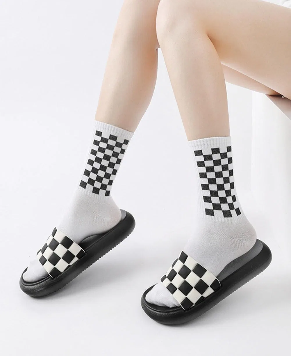 Тапочки с шахматным принтом, на толстой подошве, F-checkeredblack WIRETRAN — фото 2