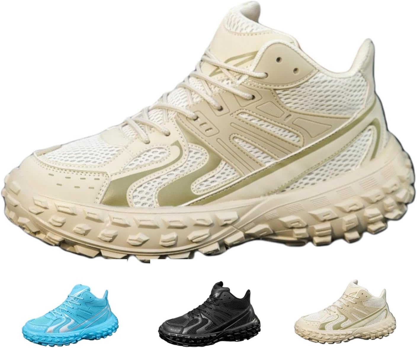 

MACEFIL Модные мужские массивные кроссовки для повседневной носки, легкие, дышащие, для бега и прогулок, бежевый