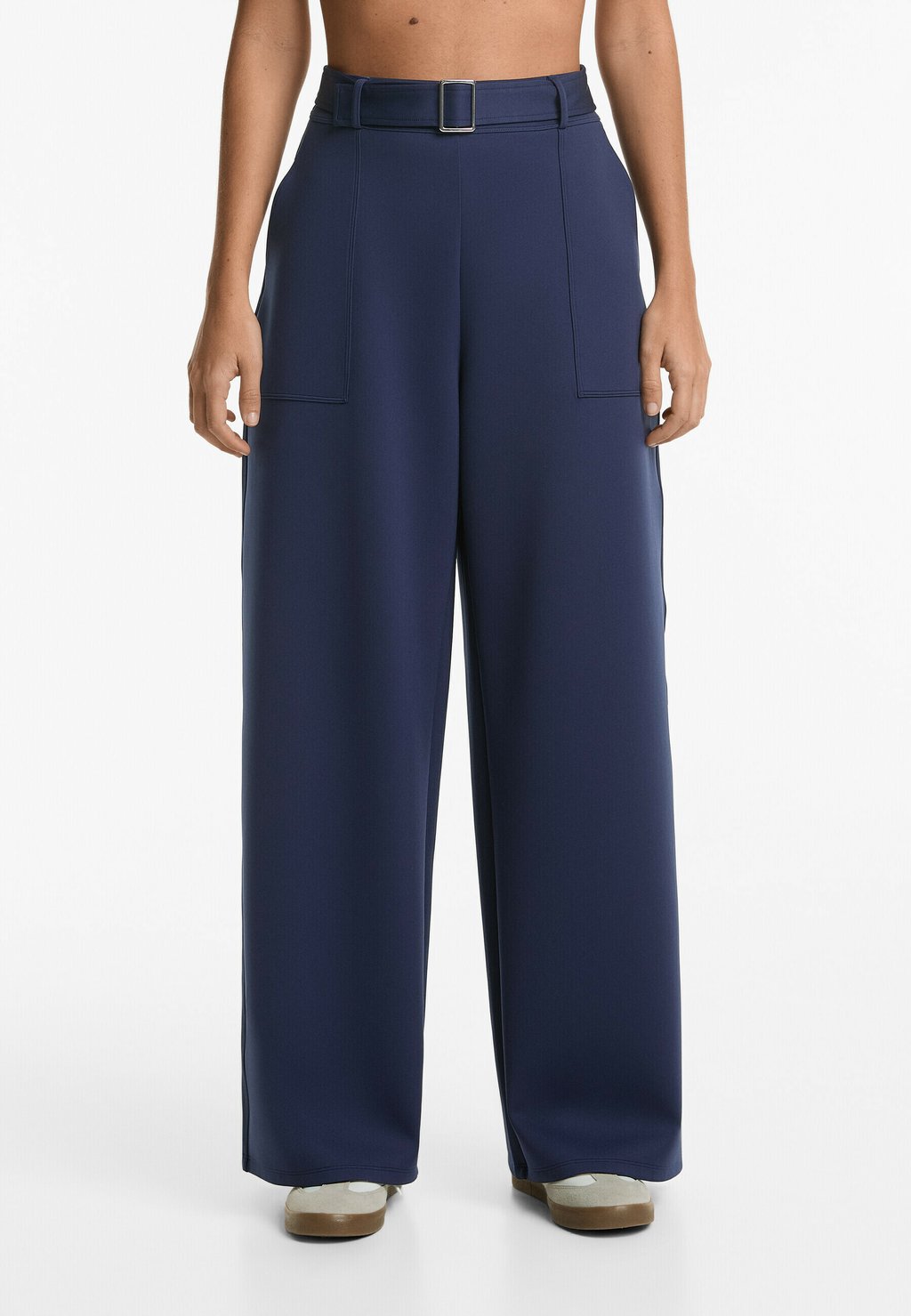 

Брюки BELTED WIDE OYSHO, темно-синий