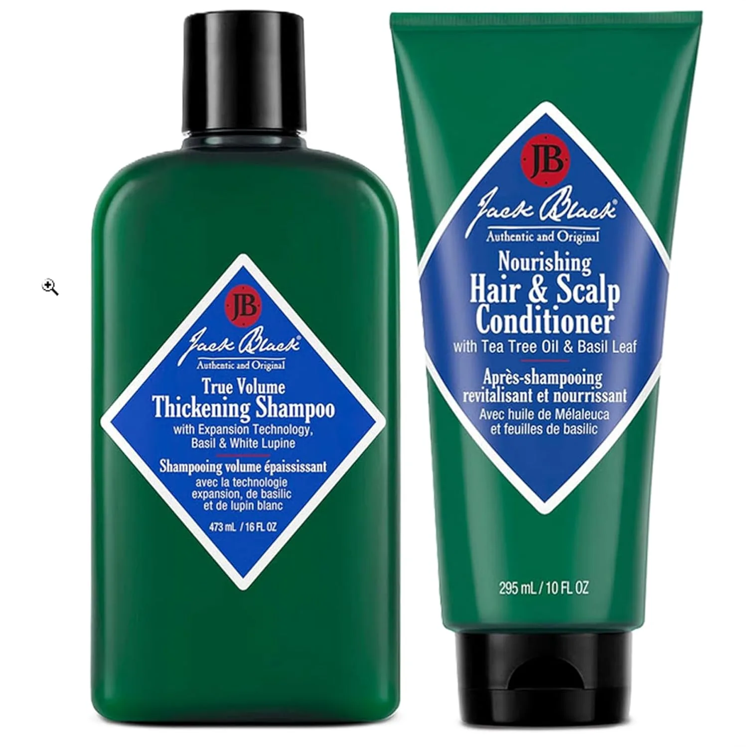 Шампунь Jack Black True Volume Thickening Shampoo - технология расширения, базилик и белый люпин - средства для придания объема волосам для мужчин и женщин, безсульфатный шампунь для волос. Шампунь 473 мл с кондиционером 296 мл