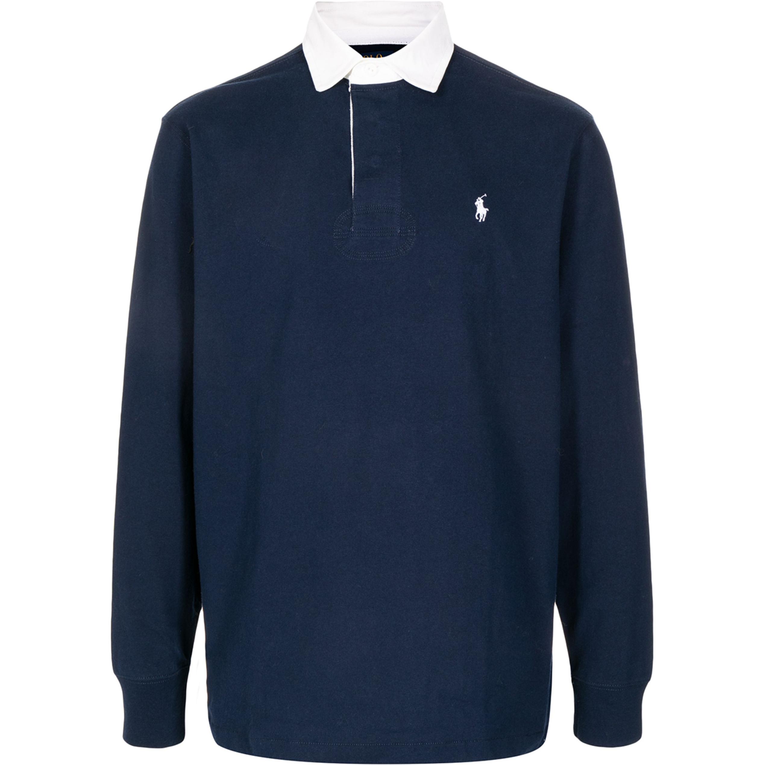 Поло с длинным рукавом и вышитым логотипом Polo Ralph Lauren, синий — фото 2