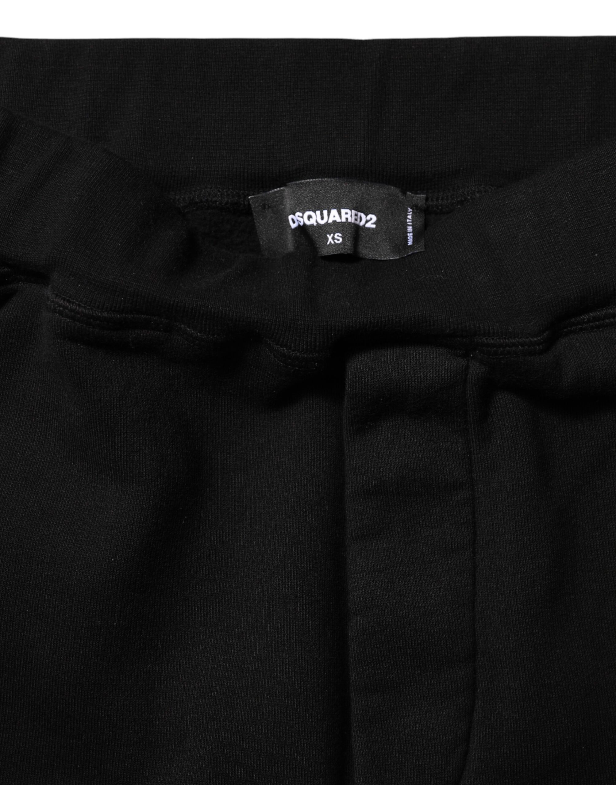Черные красные хлопковые брюки-джоггеры прямого кроя Dsquared2, черный/красный — фото 3