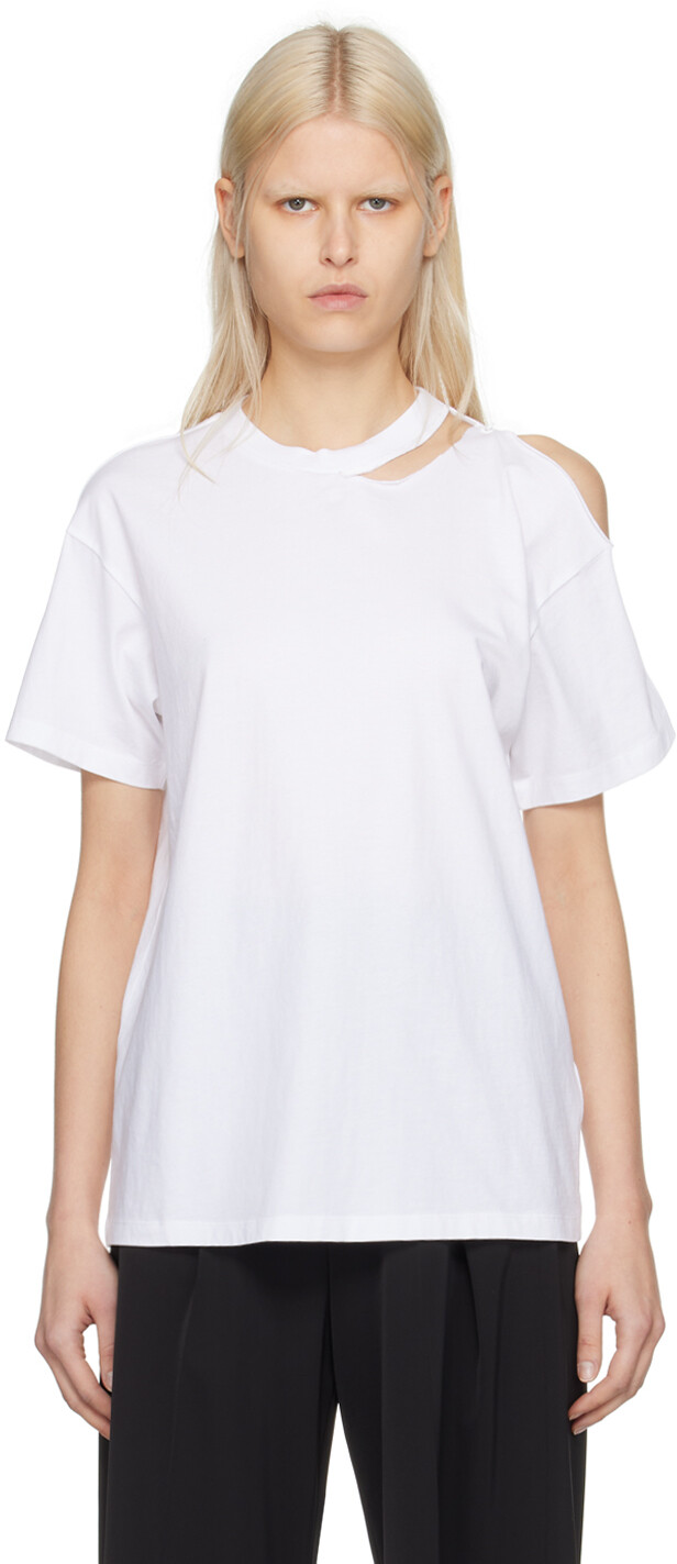 

Белая футболка с английской булавкой Mm6 Maison Margiela