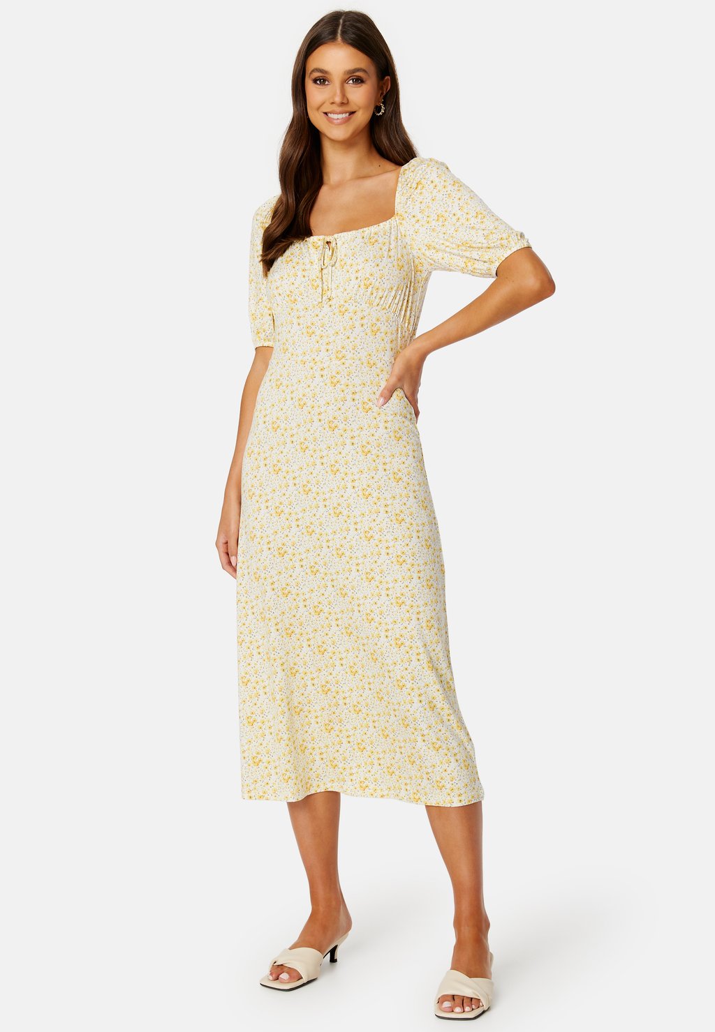 

Платье из джерси FLORAL SHORT SLEEVE MIDI DRESS Bubbleroom, желтый