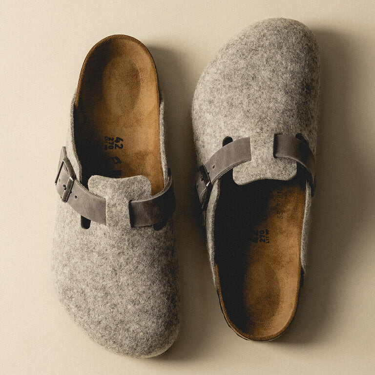Мюли Birkenstock Boston Natural Leather-Felt, серый — фото 2