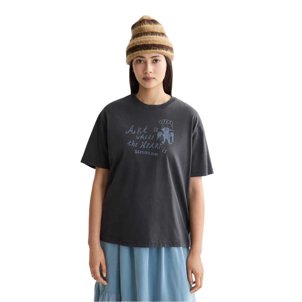 

Футболка с коротким рукавом Scotch & Soda Washed Loose Fit Front Artwork, серый