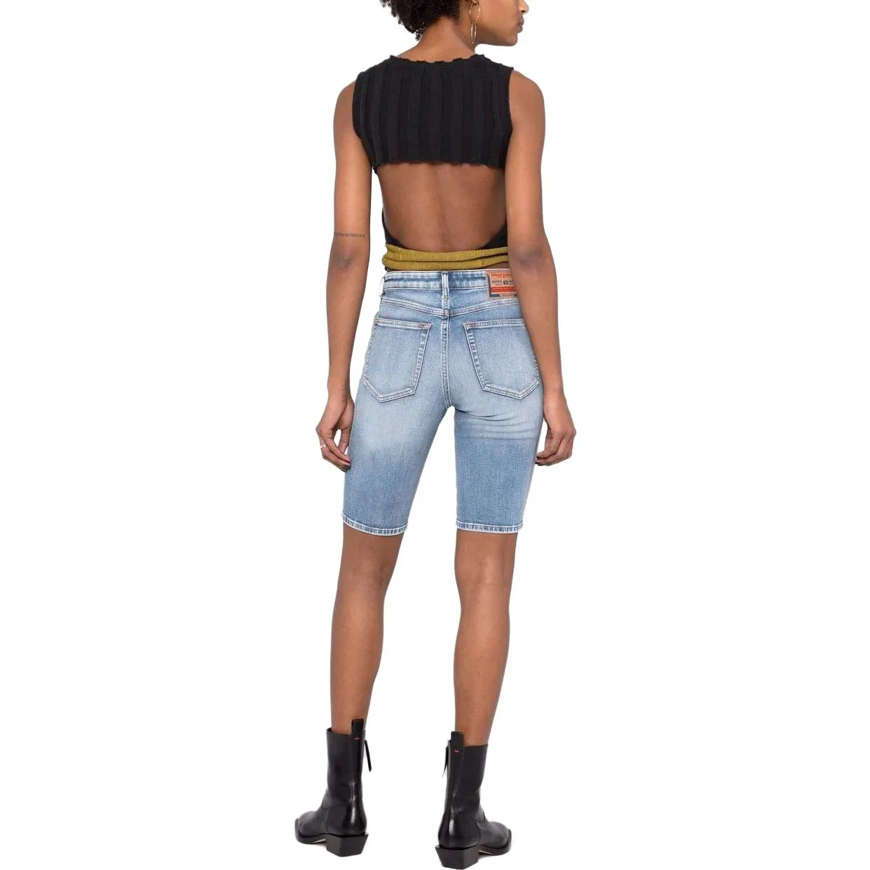 Джинсовые шорты женские blue moderate slim fit DIESEL — фото 4