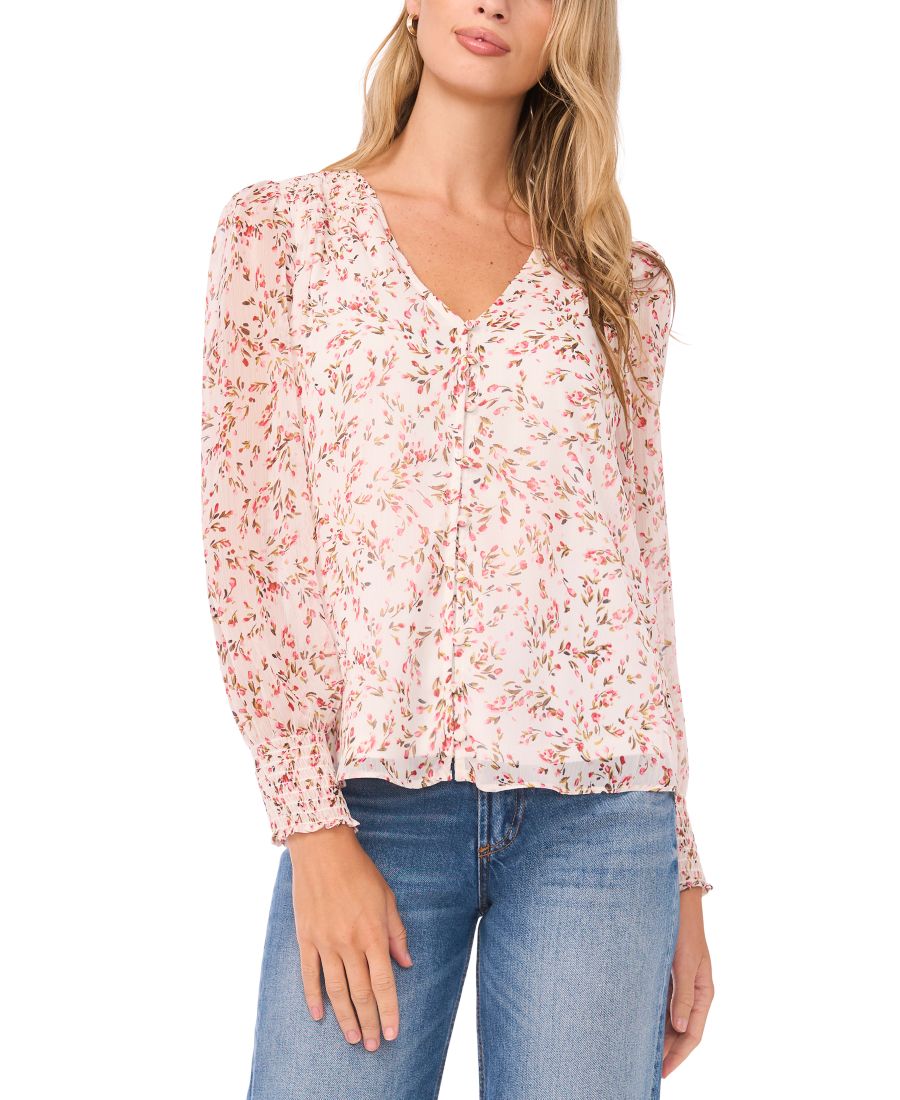 

Укороченная блузка на пуговицах спереди со сборками на манжетах Sam & Jess, Lite pink