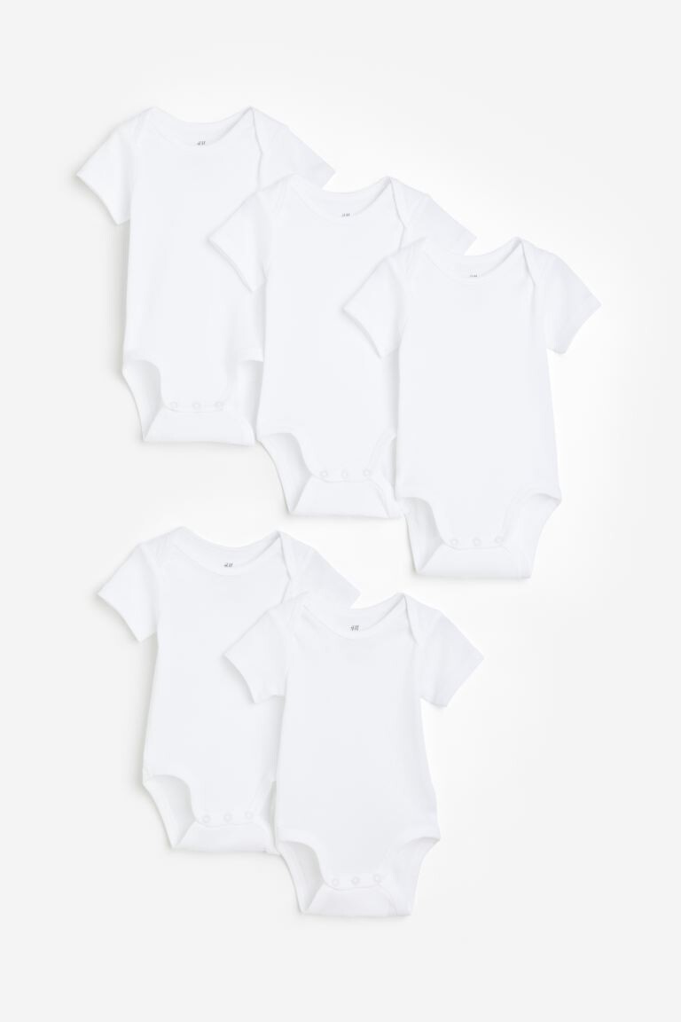 

Набор из 5 боди с короткими рукавами H&M, белый