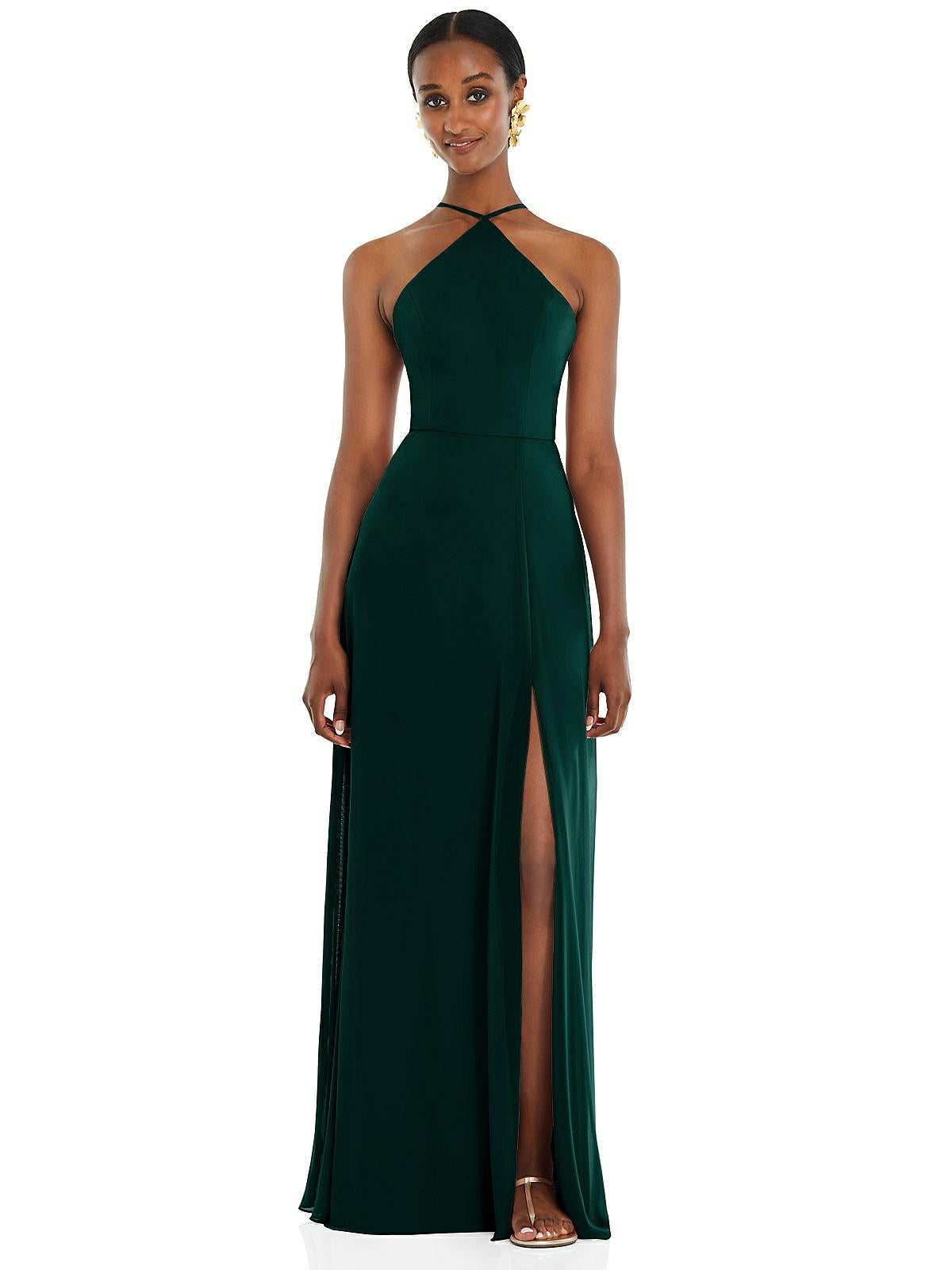 

Платье макси с бретелью через шею Diamond Halter и регулируемыми бретелями Lovely, зеленый