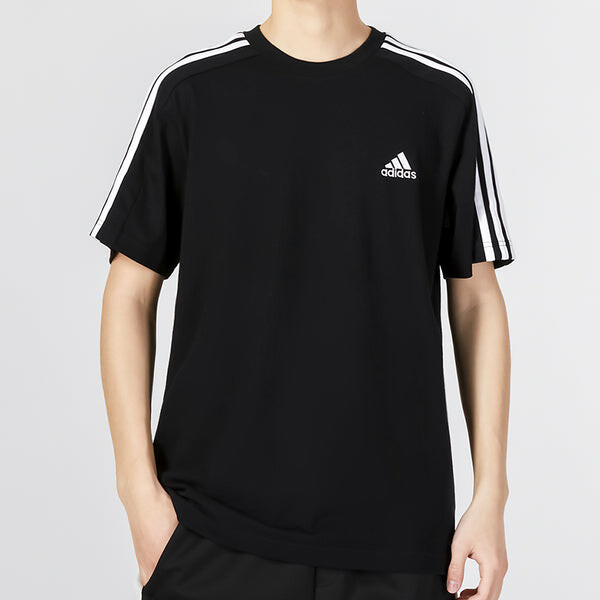 Футболка Essentials одинарная майка 3 полоски футболка Adidas, черный — фото 3