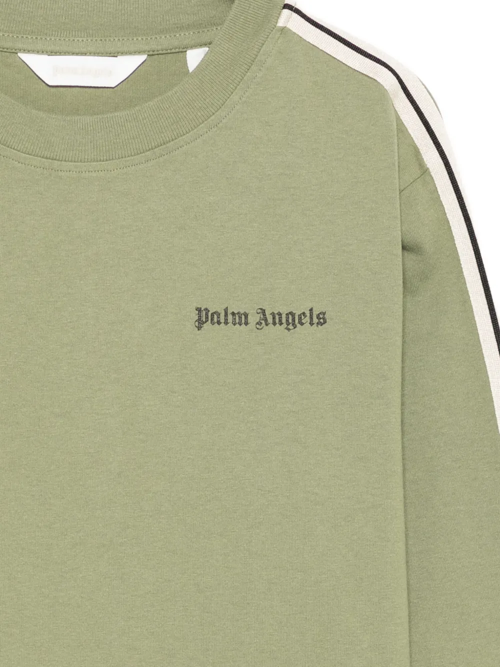 Футболка с длинными рукавами и отделкой в полоску Palm Angels Kids, зеленый — фото 3
