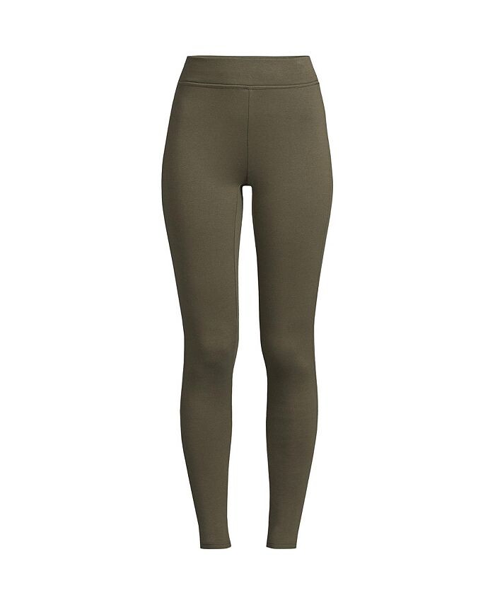 

Женские спортивные леггинсы с карманами на флисовой подкладке и высокой посадкой для миниатюрных женщин Lands' End, зеленый