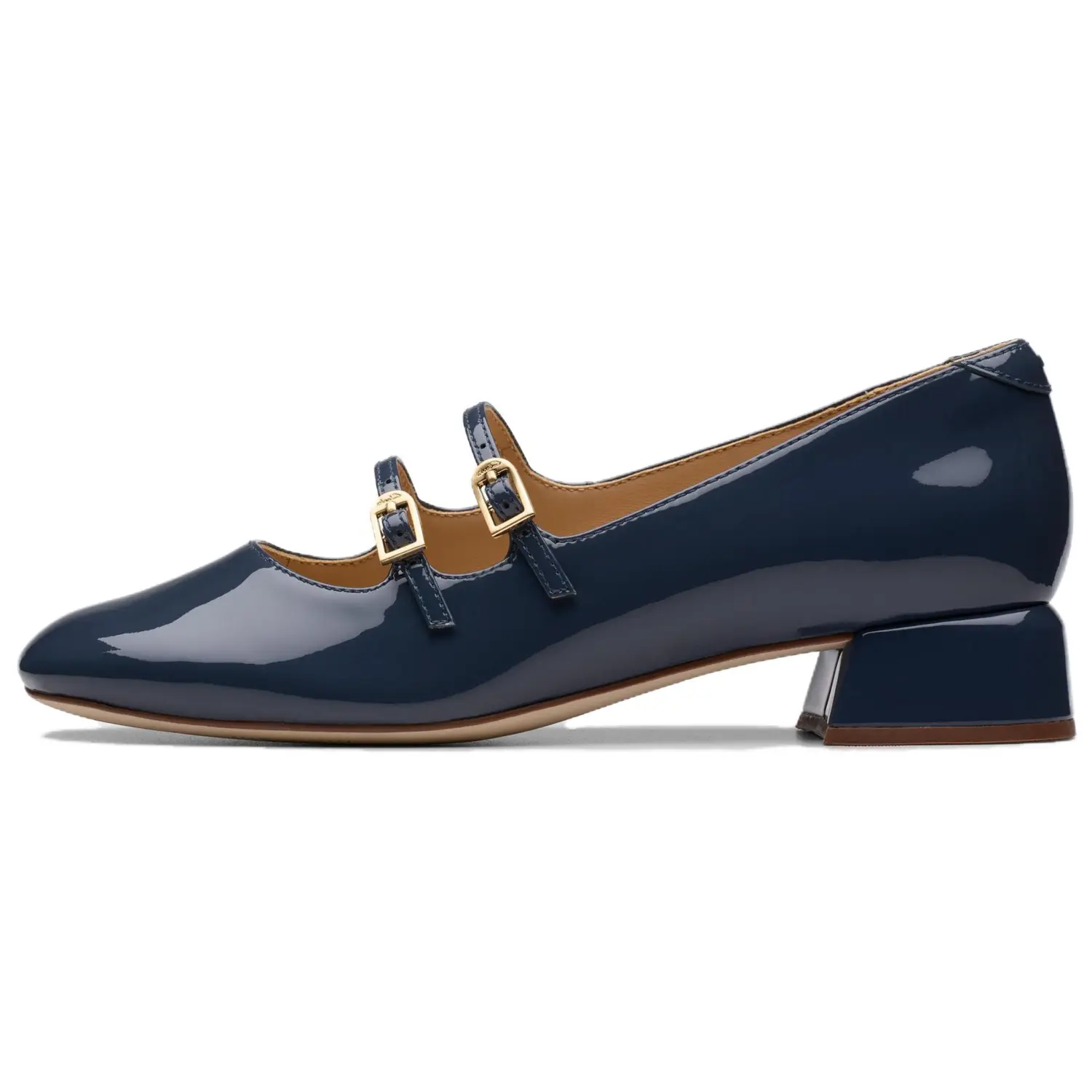 Clarks Туфли Мэри Джейн на массивном каблуке Daiss30 Shine, синие, женские