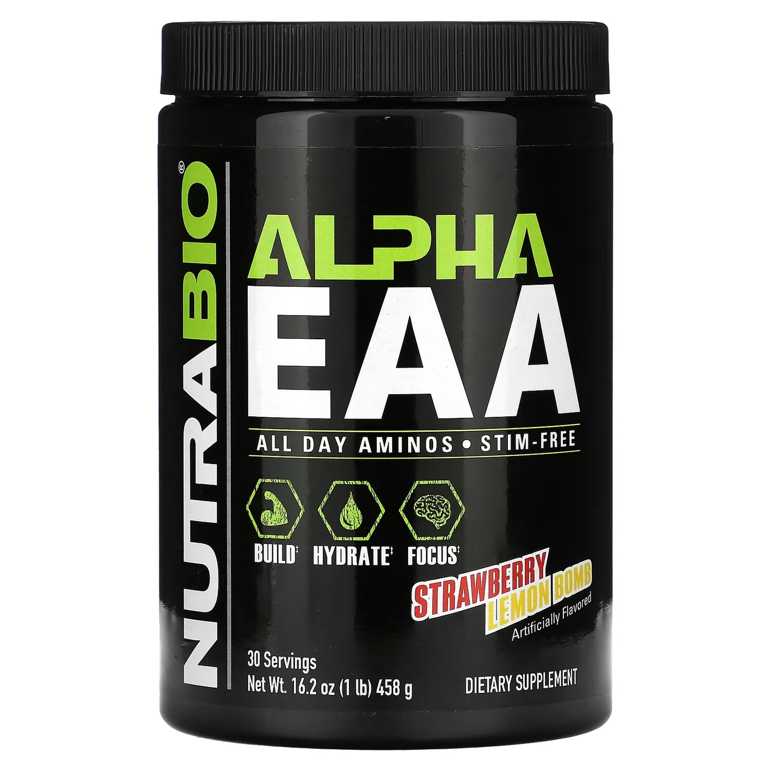 

Добавка NutraBio Alpha EAA клубнично-лимонная бомба, 458 г