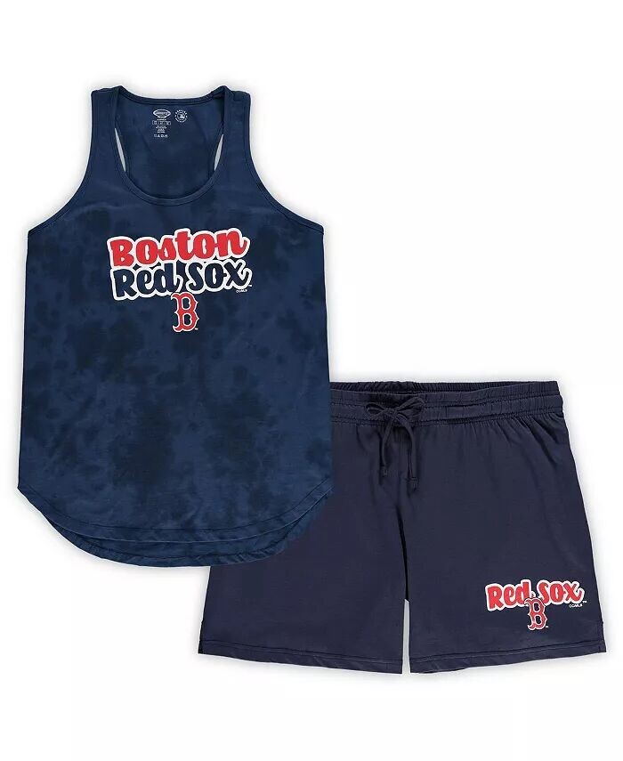 

Женский темно-синий комплект для сна Boston Red Sox размера плюс с облачной майкой и шортами Concepts Sport